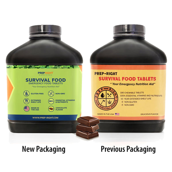 Prep-Right® Survival Emergency Food - Emergency Preparedness Food Tablets, Outdoors Gifts, Camping and Hiking Food Supply for Outdoor Activities, 15 Year Shelf Life, 180 Count