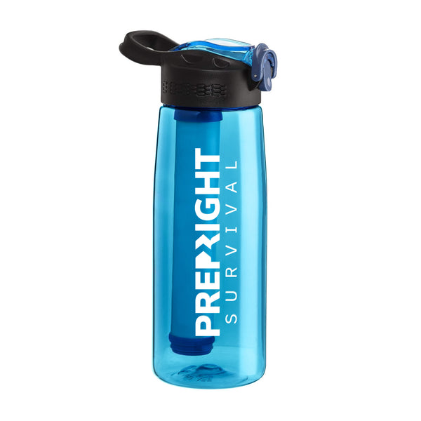 Prep-Right Survival Water Filter Bottle in Teal