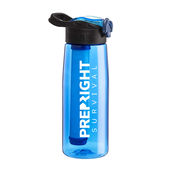 Prep-Right Survival Water Filter Bottle in Blue