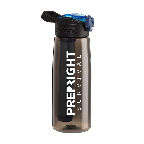 Prep-Right Survival Water Filter Bottle in Black