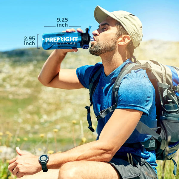 Prep-Right Survival - Water Filter Bottle Replacement Filter for 4 Stage Filtered Water Bottle, for Camping and Hiking Gear, Backpacking, Survival Kit, and Travel